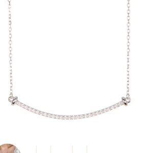 Rhodium plated crystal curve bar necklace